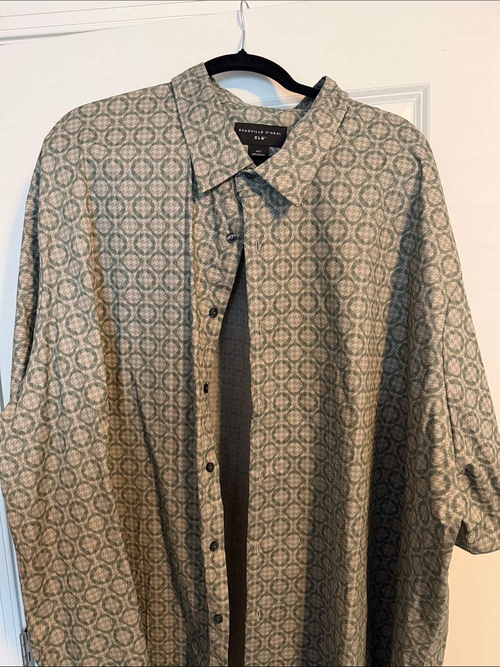 Shaquille Oneal Men's Green Patterned Button-Down Shirt